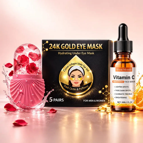 EYE MASKS + ICE ROLLER + VITAMIN C SERUM