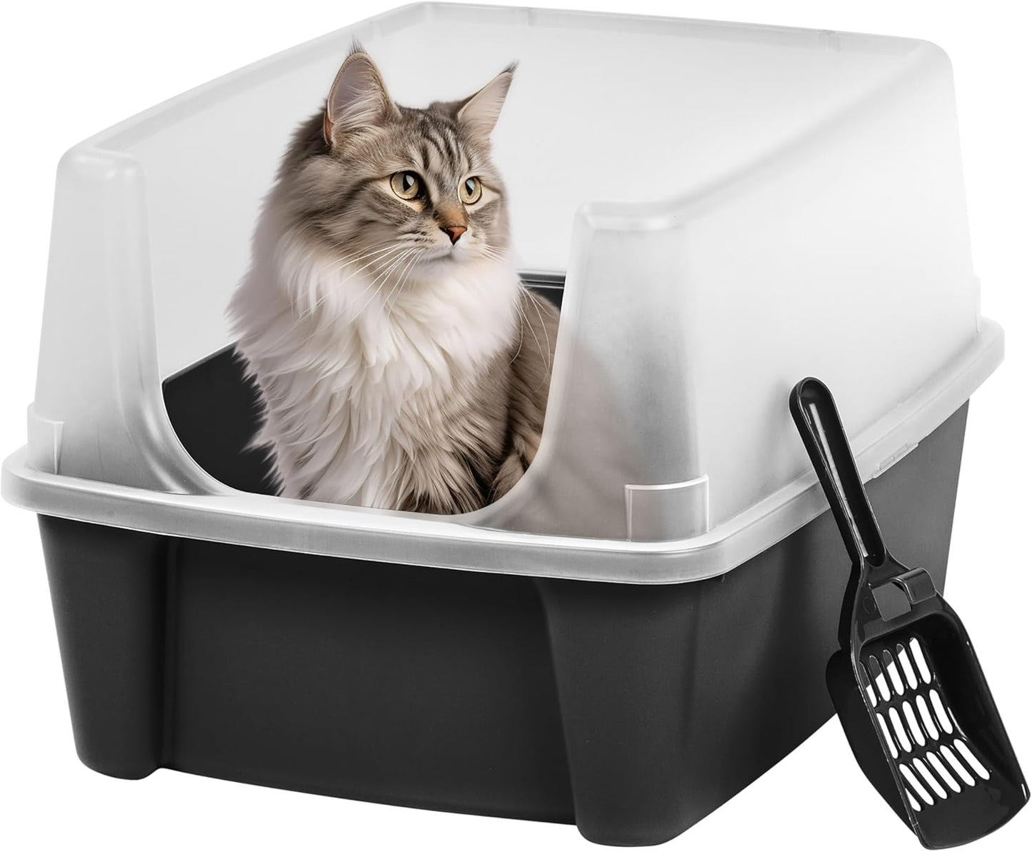 High-Sided Cat Litter Box with Scoop
