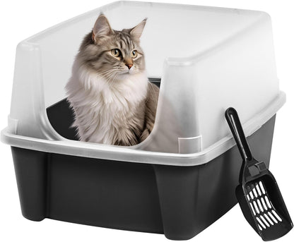 High-Sided Cat Litter Box with Scoop