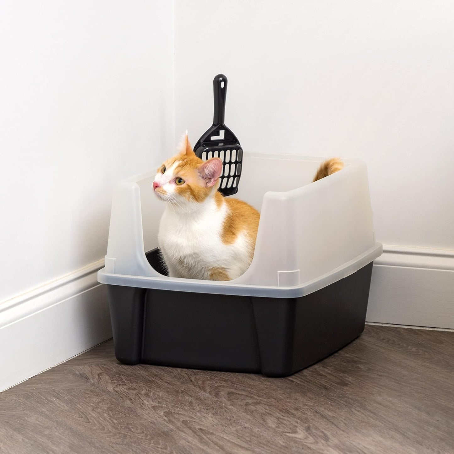 High-Sided Cat Litter Box with Scoop