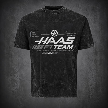 Haas F1 Team Acid Wash Oversized T-Shirt | Unisex