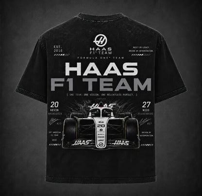 Haas F1 Team Acid Wash Oversized T-Shirt | Unisex