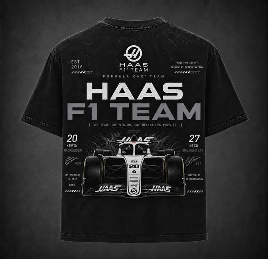 Haas F1 Team Acid Wash Oversized T-Shirt | Unisex