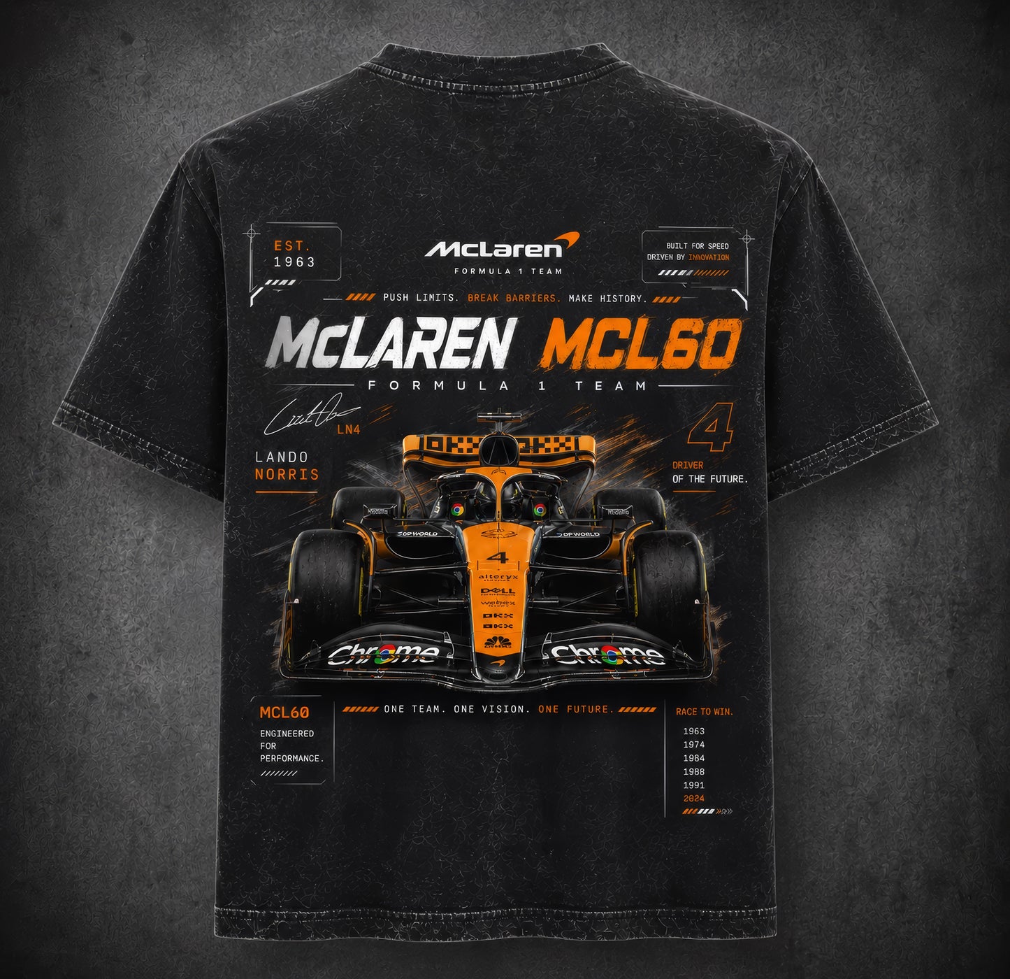McLaren MCL60 Acid Wash Black Oversized T-Shirt | Unisex