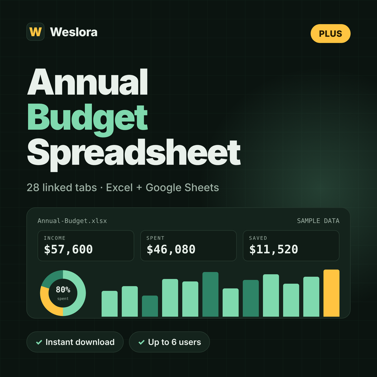 Ultimate Annual Budget Spreadsheet Plus